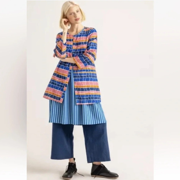 Gudrun Sjoden Dessau True Smock Blouse Pink/ Blue Pattern Top Size XXL - Picture 1 of 12